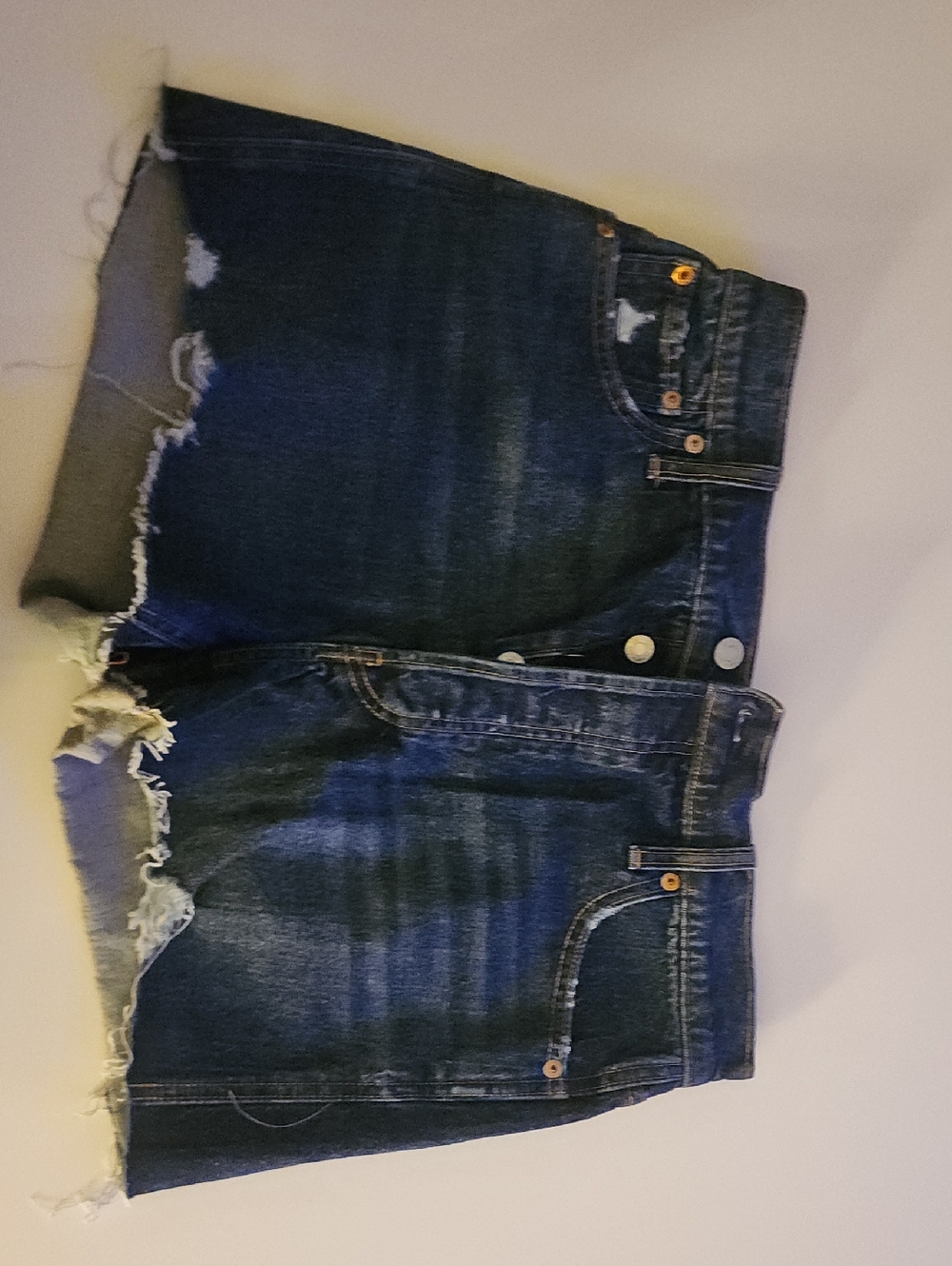 Dark Blue Distressed Denim Mini Skirt